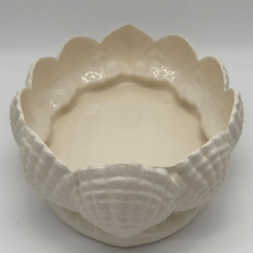 Vtg Atlantic Mold Clamshell Centerpiece Bowl Scalloped Coastal Chic Mermaidcore